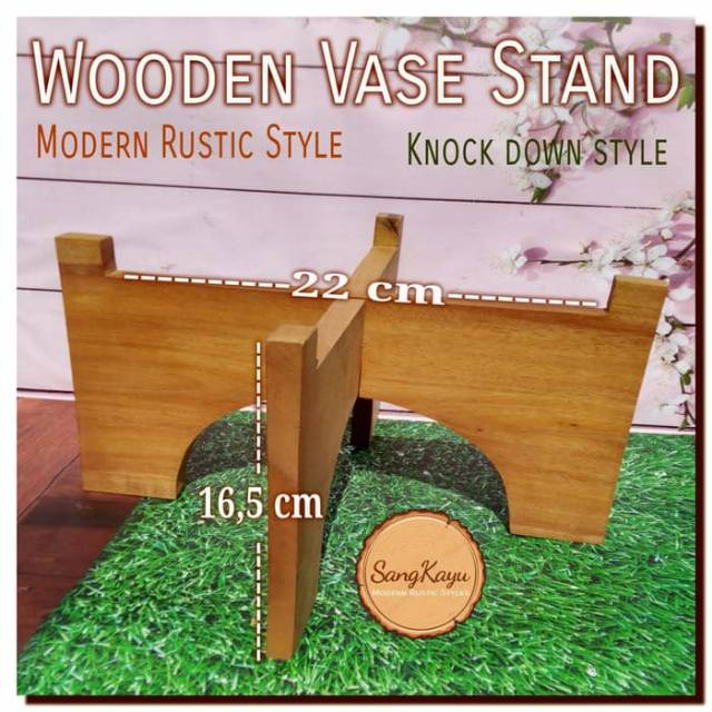 Modern Wooden Vase Stand 22x16,5 Cm Dudukan Pot Vas Bunga Tanaman