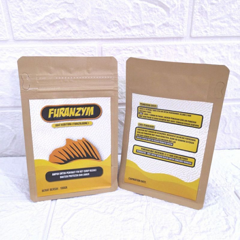 Obat ikan Fura Furazolidone furazolidon merk FURANZYM 100 gram finrot