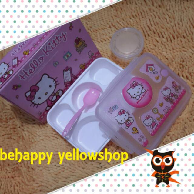 LUNCH BOX SEKAT PLASTIK 5 IN 1 HELLO KITTY WITH BOX
