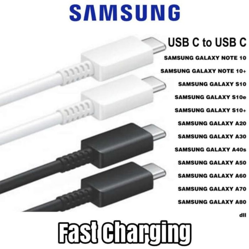 Kabel data Samsung Note 10+ / S10+ ORI 100% C to C fast charging