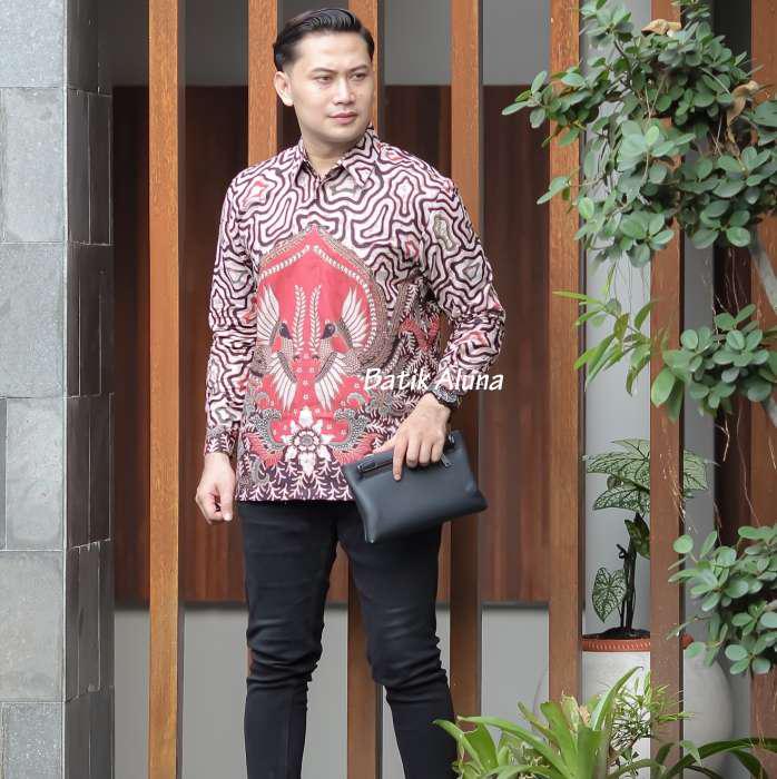 Batik Pria Solo Lengan Panjang Slim Fit Batik Premium Pria Original Produksi Batik Aluna Gba 022