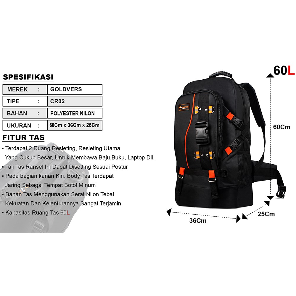 AnekaTas Tas Ransel Pria Carrier SUPER JUMBO Original 60L Ransel Piknik Tas Punggung Tas Mudik