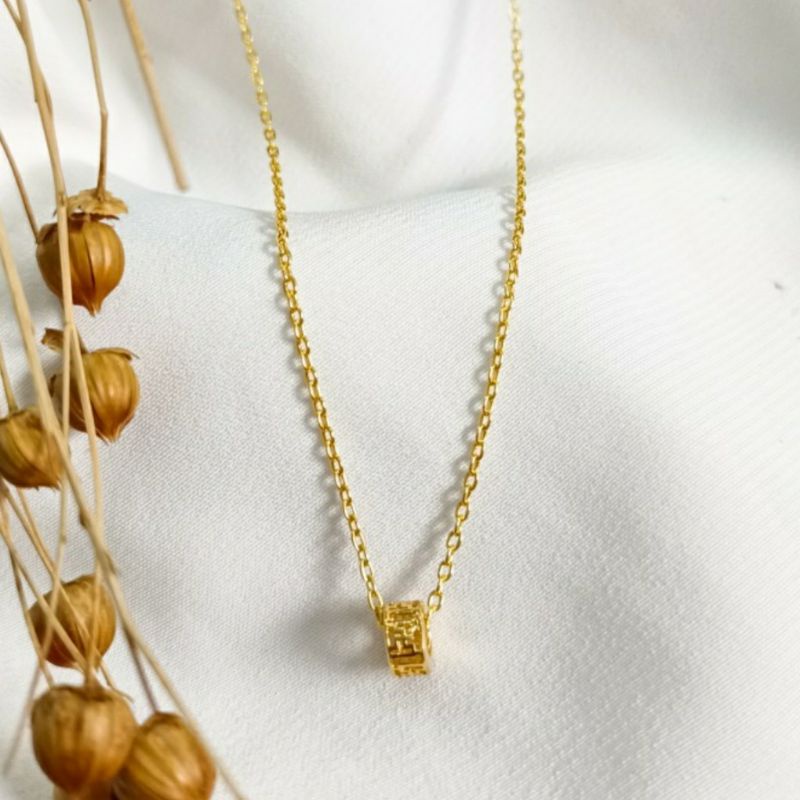 Necklace Pendant Kalung Fancy Liontin Tabung Etnik Cantik Emas asli