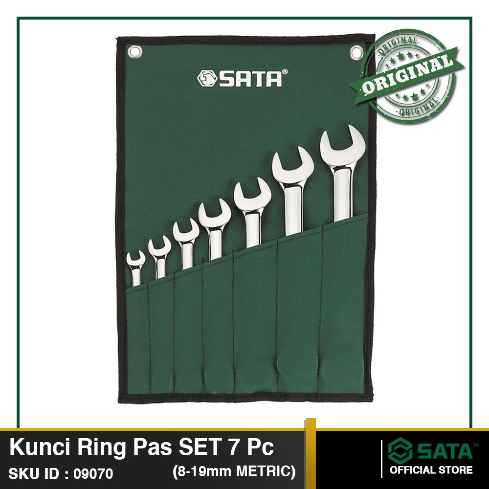 Kunci Ring Pas SET 7 Pcs METRIC 09070 Combination Wrench SATA TOOLS