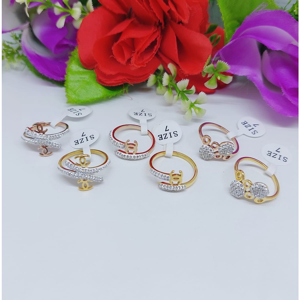 Titanium cincin fashion permata T0041 0042 0043