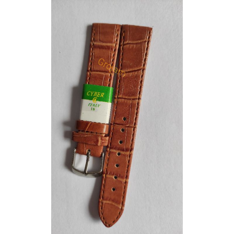 Tali Strap Jam Tangan Kulit Motif Cyber 12 14 16 18 20 22 24 26 28 30mm Hitam Coklat Tua Coklat Muda