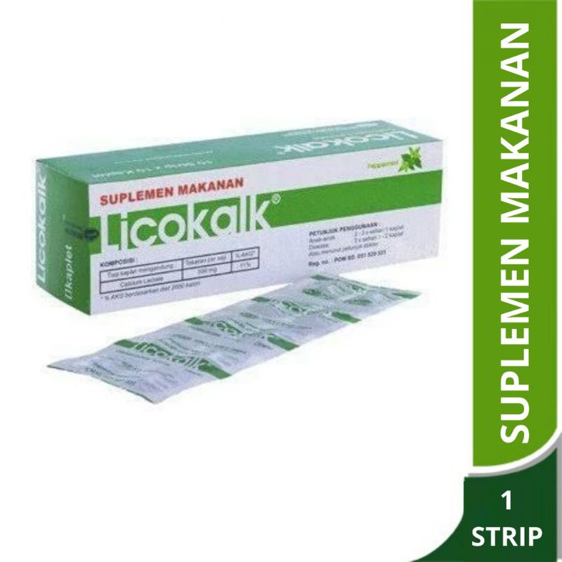 Licokalk - Kalsium Laktat - Kalk 1 strip isi 10 tablet