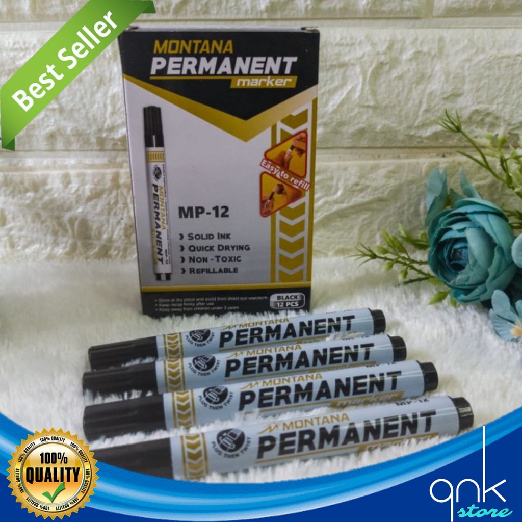 Spidol Permanent MP12 Spidol Marker Permanent Hitam