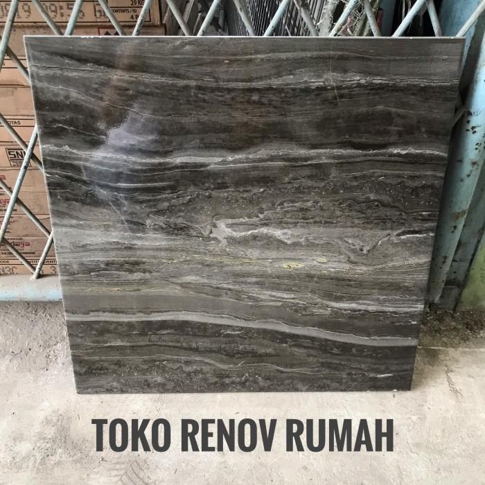 Cova Keramik Hitam Motif 50X50 / Keramik Marmer (Mengkilap)