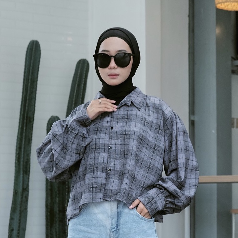 KEMEJA CROP TARTAN SHIRT / KEMEJA KOTAK OVERSIZE / NUMMA SHIRT / CROP TARTAN SHIRT OVERISIZE