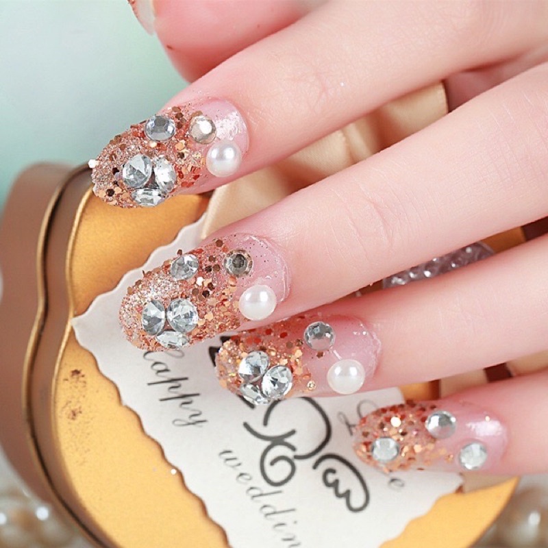 Kuku Palsu 【 A47， lem sticker】Nikah kuku Wedding False Nailart Pengantin Tangan