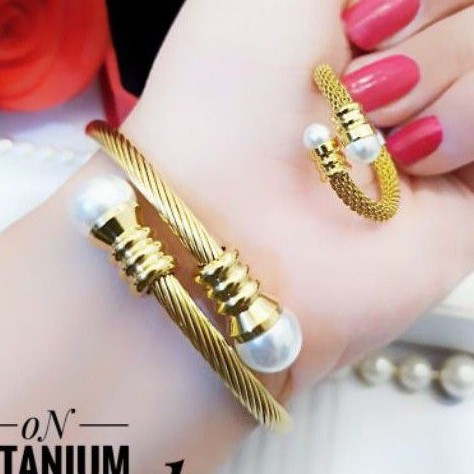 Titanium Set Gelang dan Cincin 1446K