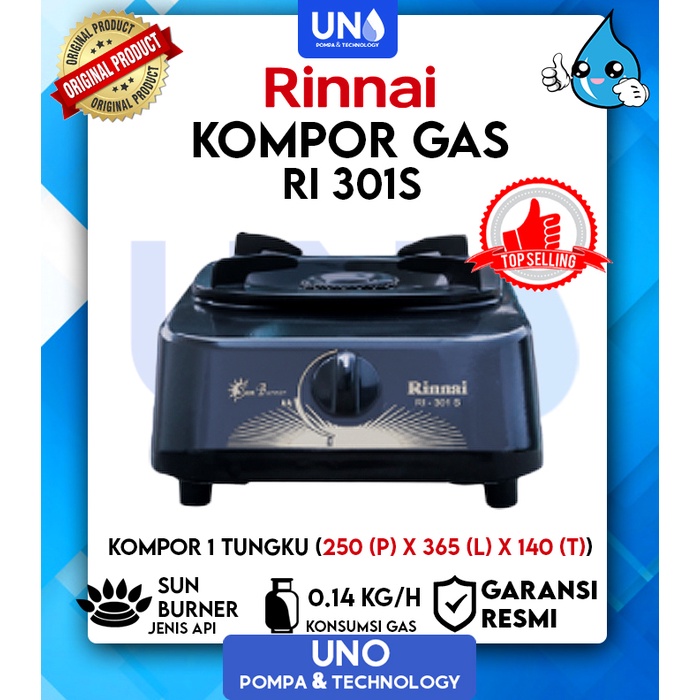 Rinnai Kompor Gas Minimalis 1 Tungku Ri-301S / RI 301 S / RI301S