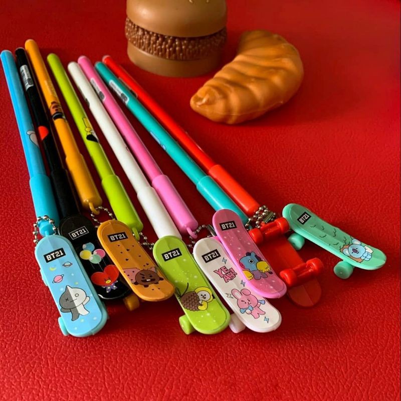 

[BISA COD] BT21 Skateboard Pen bolpoin bt21