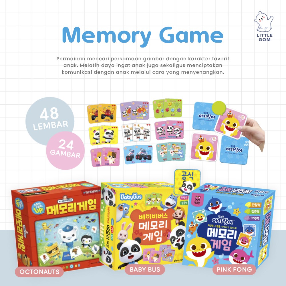 Jual Pinkfong/ Octonauts/ Baby bus memory match game board game