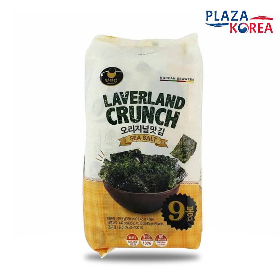 

{BISA COD} LAVERLAND CRUNCH SEA SALT - SNACK SEAWEED KOREA ISI 9 PACK 4.5 GRAM TERLENGKAP [Kode