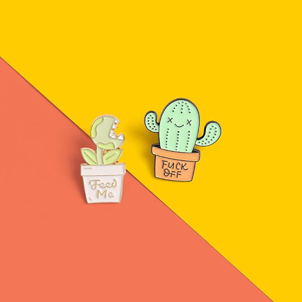 [Elegan] Kaktus Bros Hadiah Untuk Wanita Pria Hadiah Untuk Anak-Anak Pot Kaktus Travel Commemorative Badge Pin Lapel Pin Enamel Pin