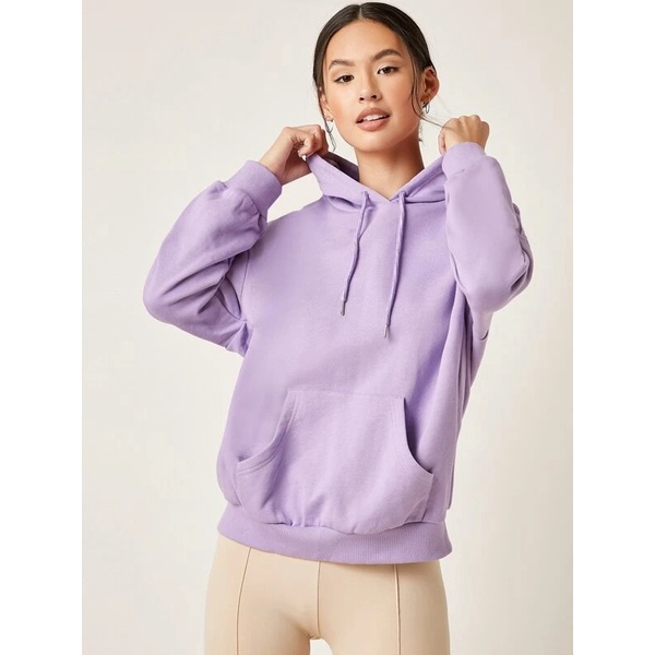 Hoodie Wanita Polos Oversize Sweater Oversize Wanita Jumper Jumbo M L XL XXL XXXL Coklat Mocca Gallery Hoodie-LILAC