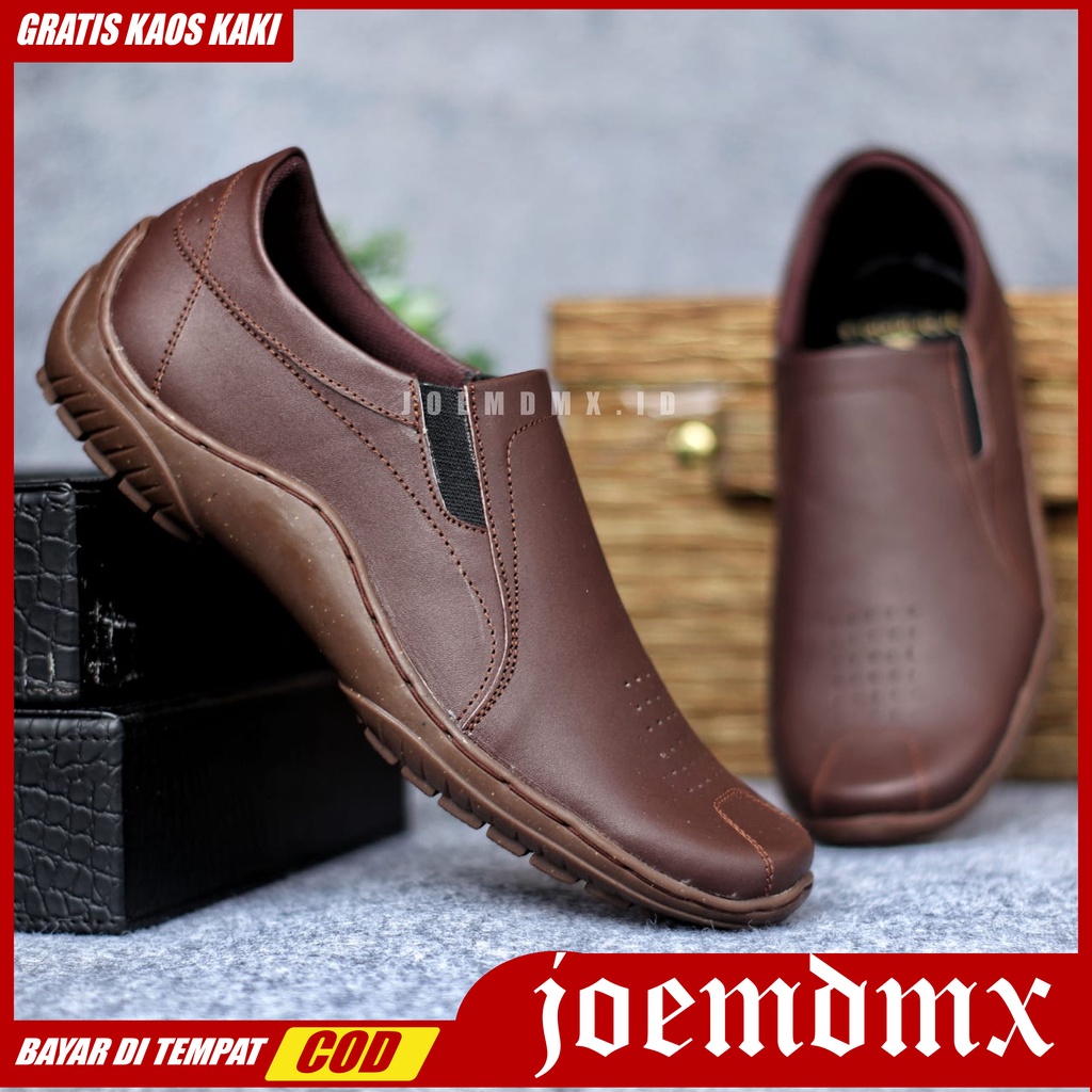 BADIL Sepatu Slip On Casual Kulit Asli  Kasual Formal Pantofel Kerja Kantor Kondangan Original Murah Pria/Cowok