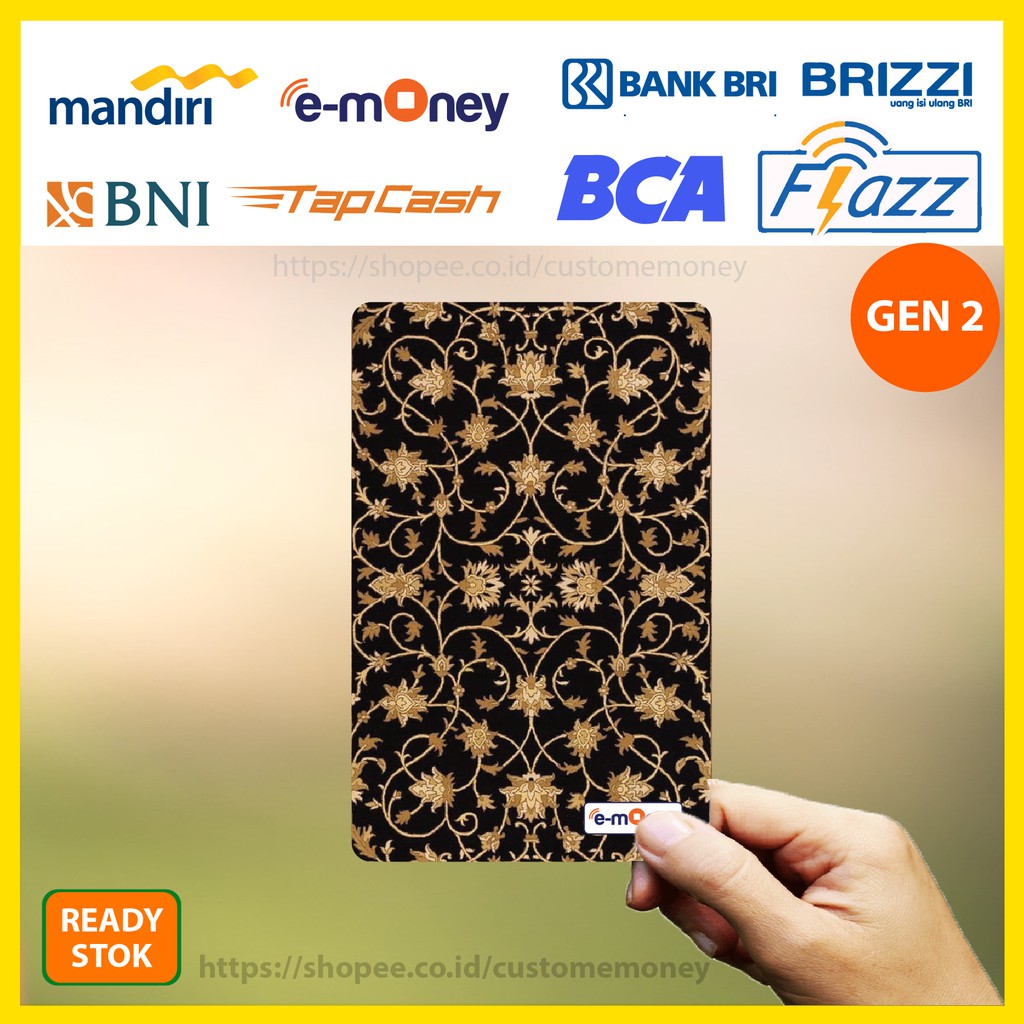 KARTU EMONEY DESIGN GAMBAR BATIK DAUN KUMPULAN ETOLL E-MONEY MANDIRI FLAZZ BCA TAPCASH BRIZZI 1SISI