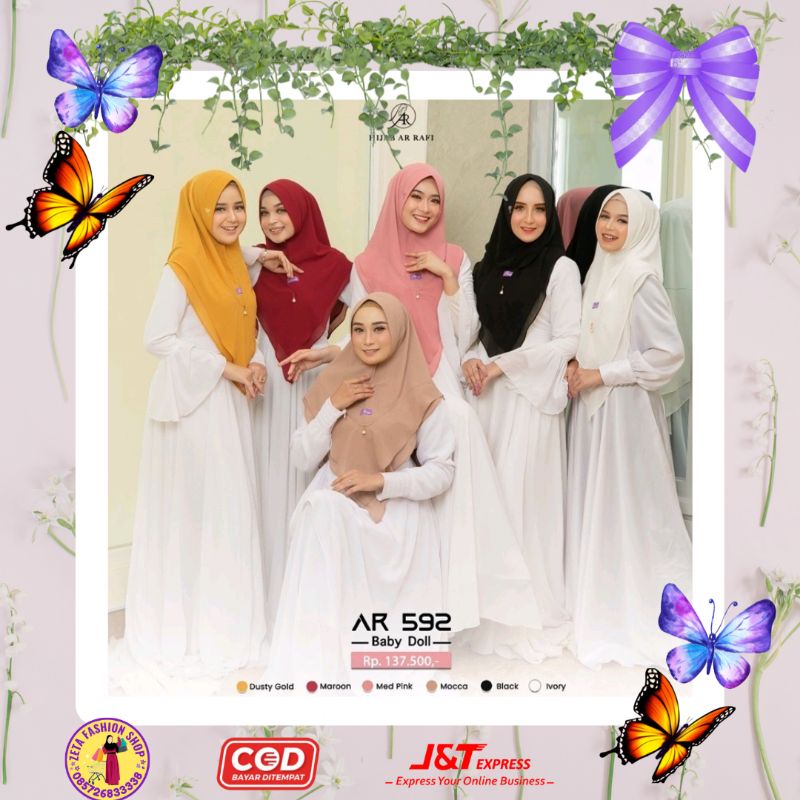 BAYAR COD  592 KHIMAR TERBARU  HIJAB INSTAN BY AR RAFI ORI | ZETA HIJAB OLSHOP
