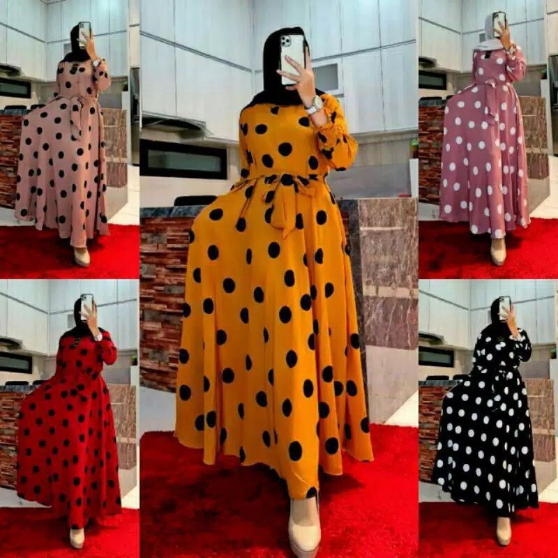 Gamis wanita motif polkadot. ld 120
