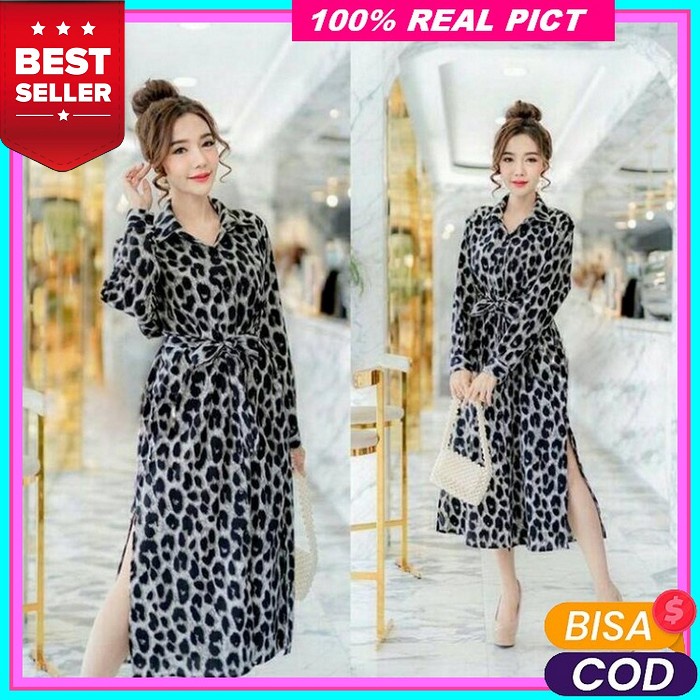 Dress Korea Midi Square-Neck A-Line || Dress Korea Motif Kotak-Kotak #B103 Baju Dres Natal Wanita Mi