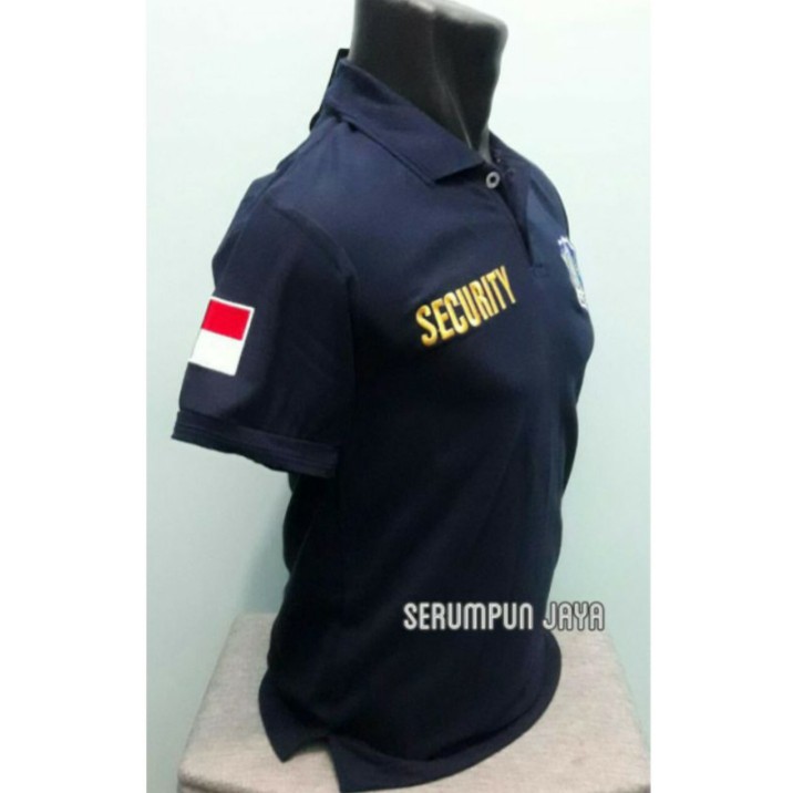 KAOS SECURITY NAVY - KAOS KERAH SECURITY NAVY LOGO BIRU - KAOS POLO SECURITY LOGO BIRU FULL BORDIR