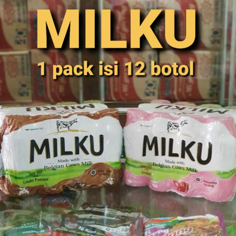 SUSU MILKU COKLAT/STRAWBERRY 1 PACK ISI 12 PCS 200ML