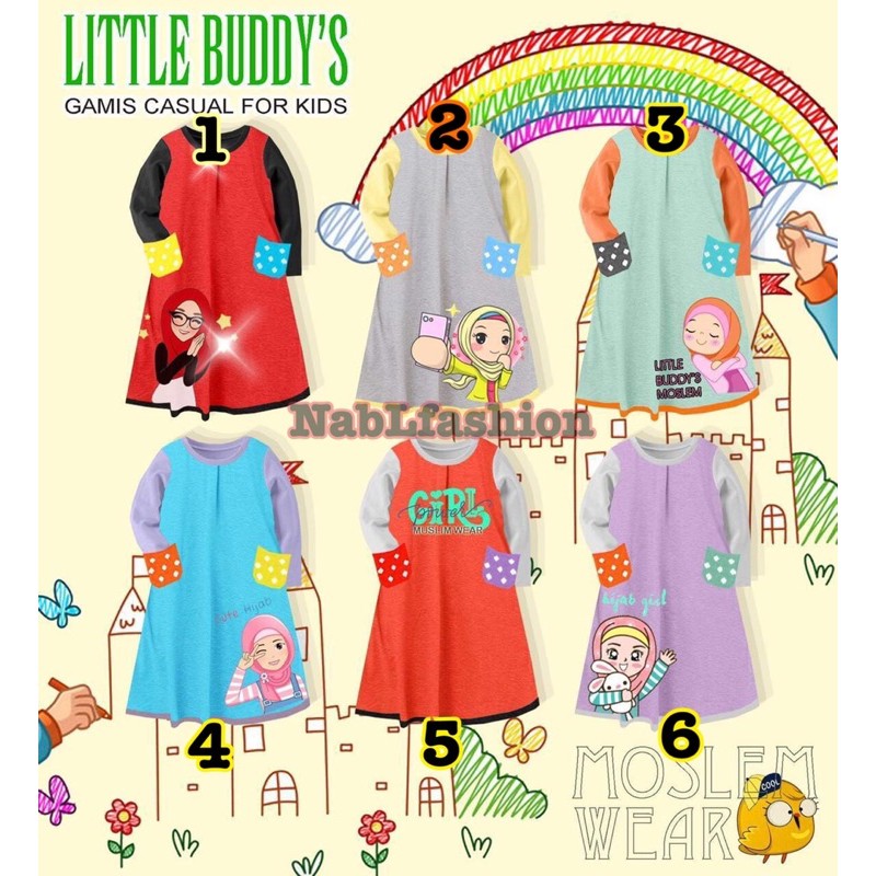 Gamis casual little buddy’s gamis casual anak usia 1-9 tahun gamis littlebuddies gamis little buddys