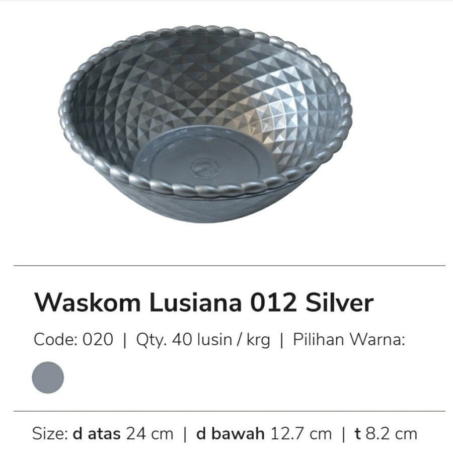 Baskom Waskom plastik silver wadah plastik lusiana 012