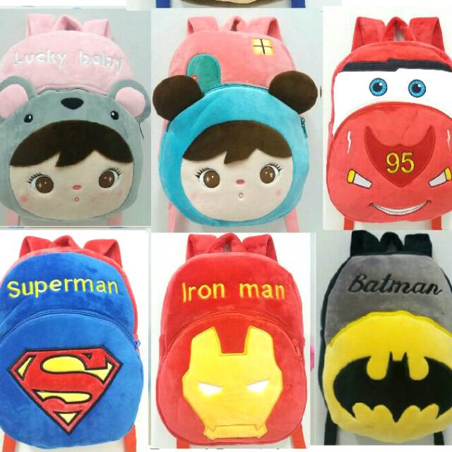 Tas ransel anak bineka metoo cars superman ironam batman anak laki-laki dan perempuan sekolah tk