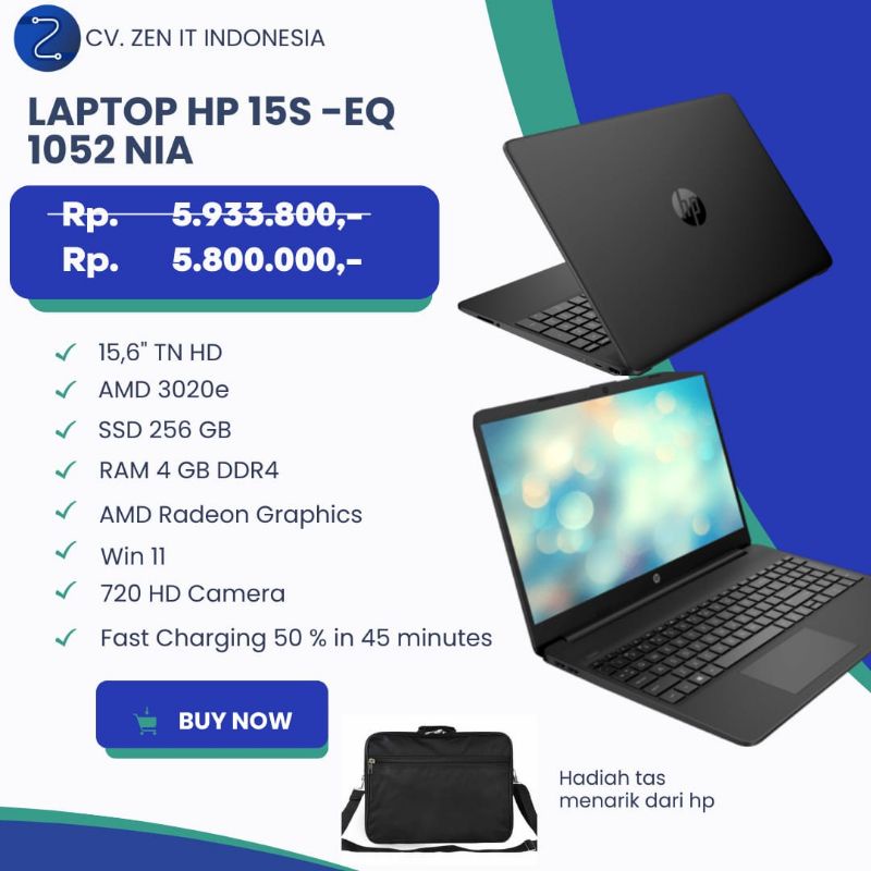 laptop HP 15s eq1052nia