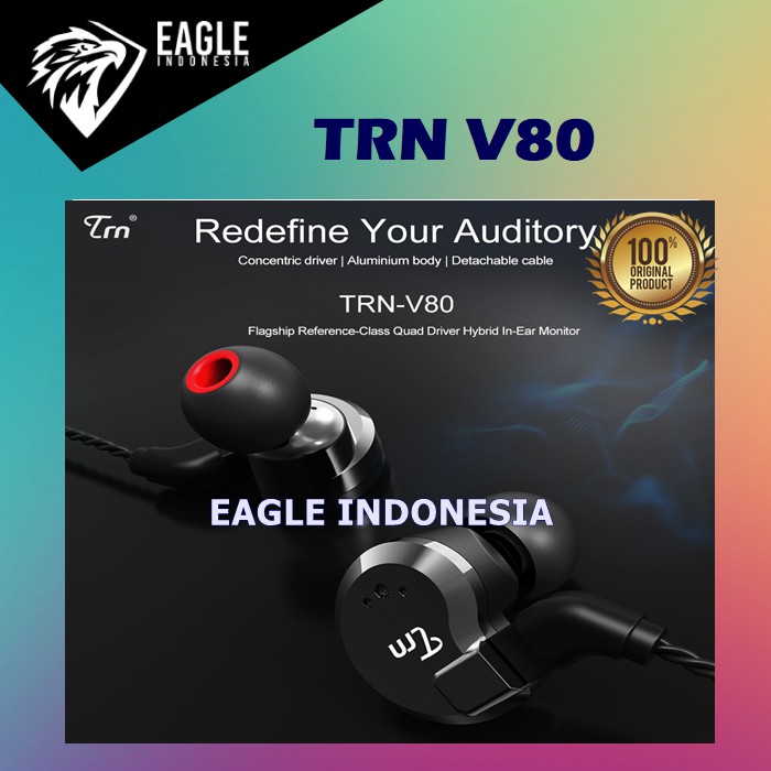 TRN V80 IEM Earphone 2BA 2DD Hybrid HIFI Sport with MIC