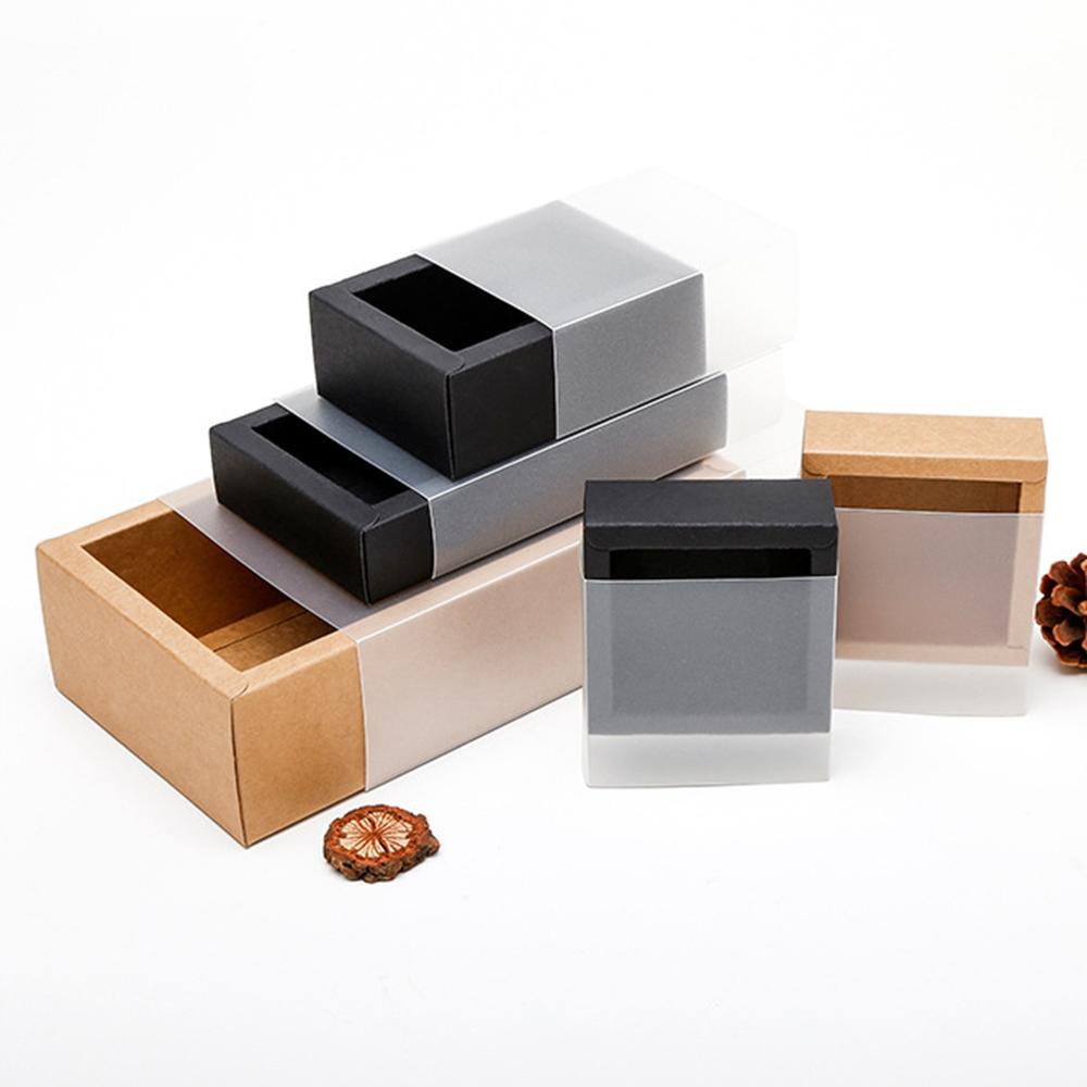NICKOLAS1 Kraft Paper Box Transparan Halus Cookie Laci Pajangan Kue Permen Gift Box