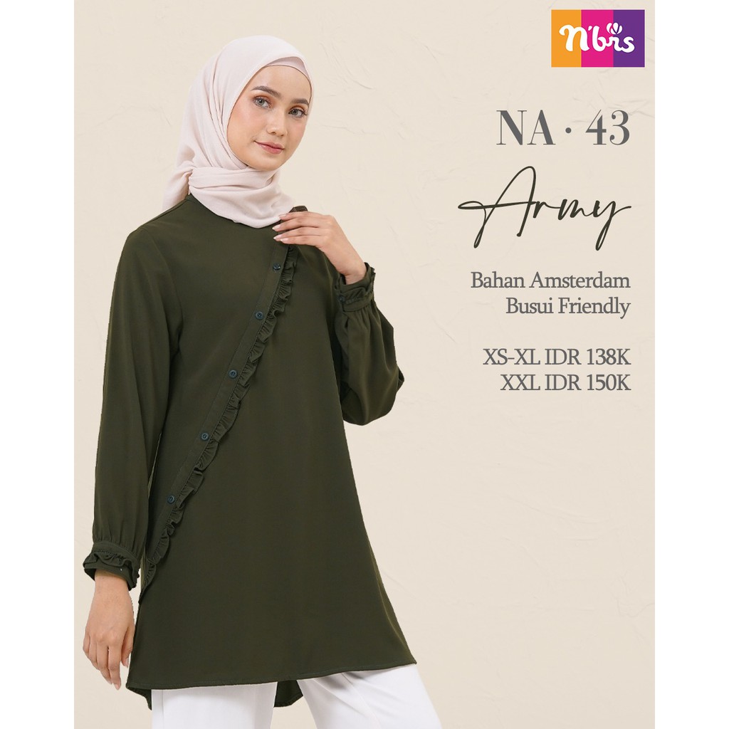 NIBRAS ATASAN NA 43 BAHAN AMSTERDAM BAJU ATASAN BLOUSE POLOS WANITA MUSLIMAH DAILY OOTD