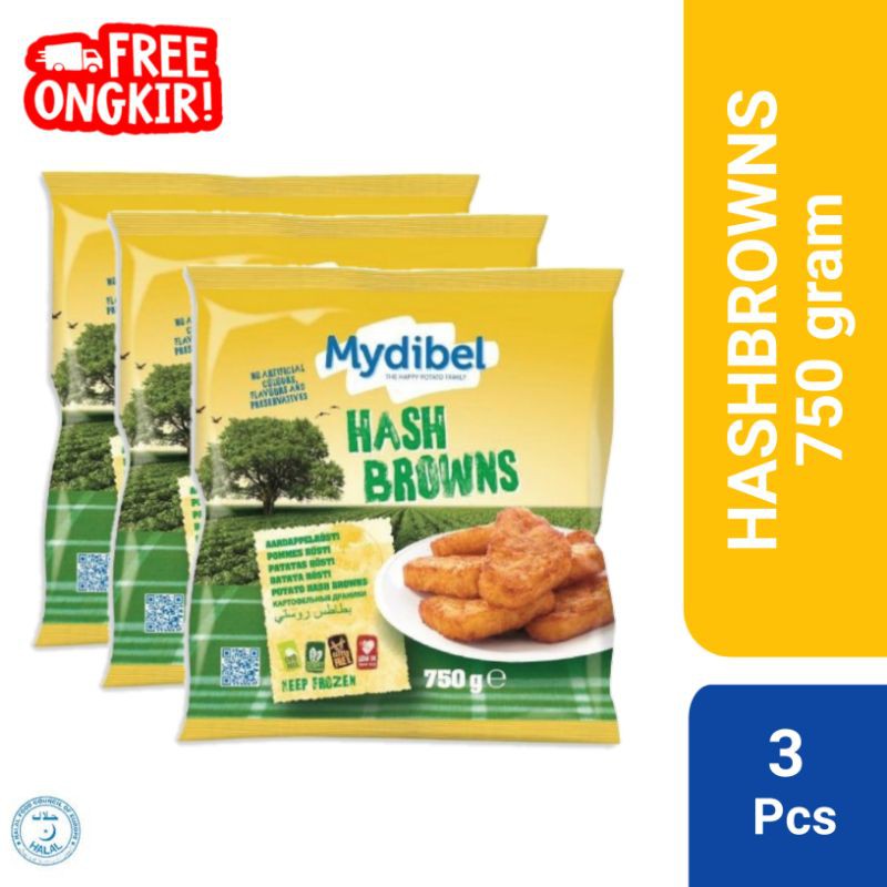 3 Pack - Mydibel Kentang Hash Brown Triangle 750gr Paket Hemat