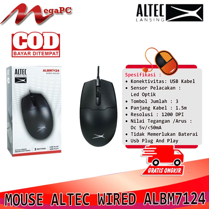 Mouse Kabel USB / Mouse Wired Altec Lansing ALBM7124