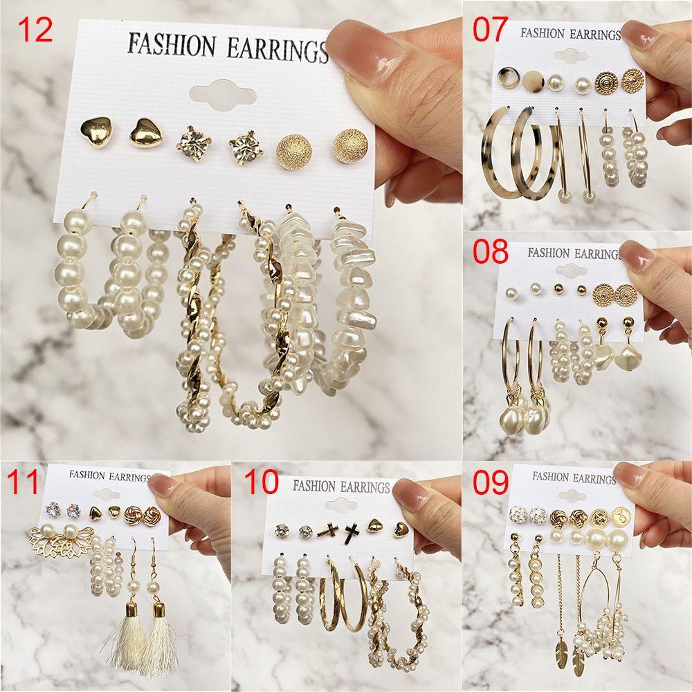 Lily Hoop Earrings Set Gadis Lingkaran Perhiasan Hadiah Geometris