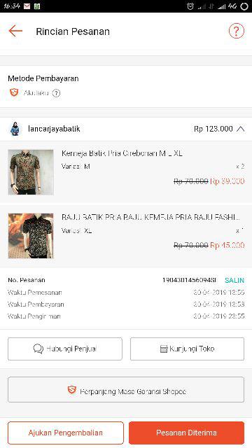 Kemeja Batik Pria Cirebonan M L Xl