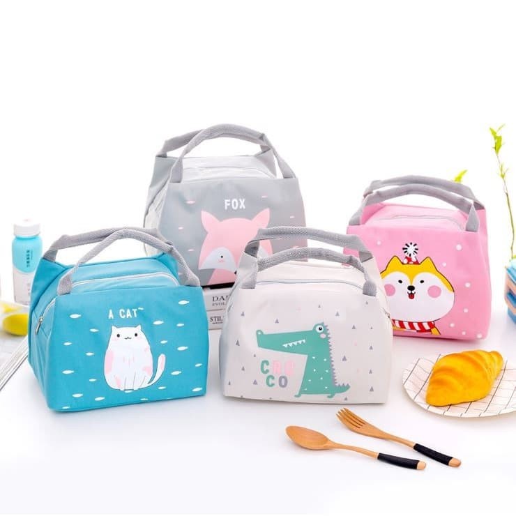 Tas Bekal Cooler Bag Supermarket Anak Tahan Panas Korea Karakter Termos Motif Lucu Kotak Makan Asi