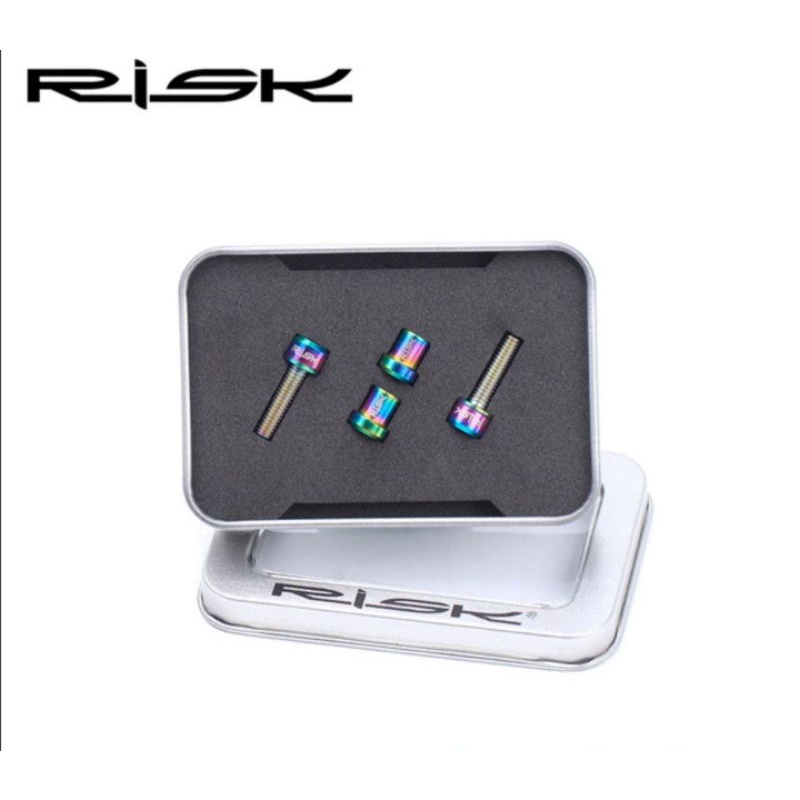 Risk Baut Titanium M5 x 18 mm Baut Stem + Mur Titanium Untuk Stem Carbon Bolt Titanium M5