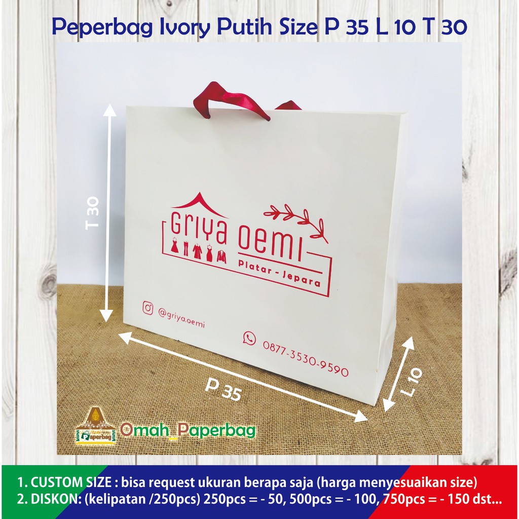 

PAPERBAG PUTIH (SIZE P40xL10xT30) CETAK SABLON / PAPERBAG CUSTOM / PAPERBAG FASHION / PAPERBAG BAJU / PAPERBAG BUTIK / PAPERBAG DISTRO / TAS BUTIK / PAPERBAG DRESS / PAPERBAG GAMIS / PACKAGING BAJU