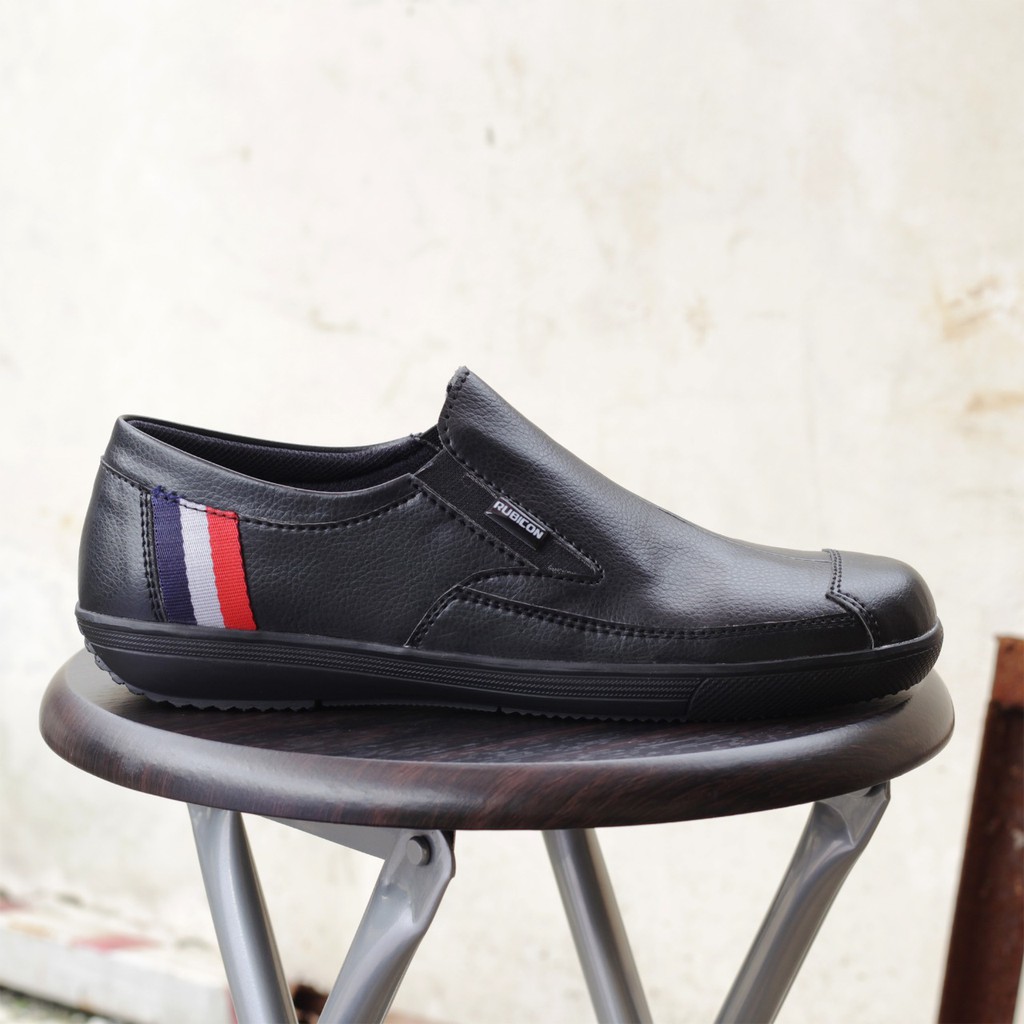 RUBICON VIBRA HITAM SEPATU PRIA CASUAL SANTAI KERJA KULIT SINTETIS PREMIUM QUALITY