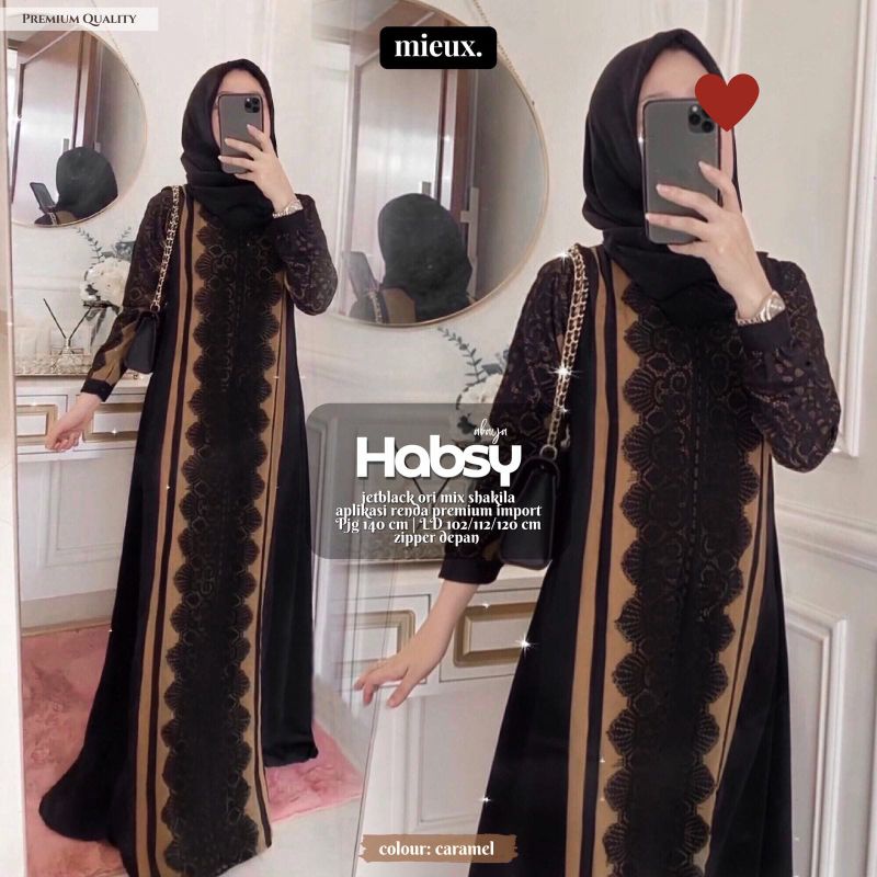 GAMIS ABAYA KEKINIAN HABSY RENDA PREMIUM MEWAH ELEGAN  GAMIS BRANDED ORIGINAL MIEUX