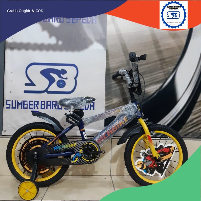Sepeda Anak 16 Inch Richbike RB 606 Free Bell - Blue Yellow