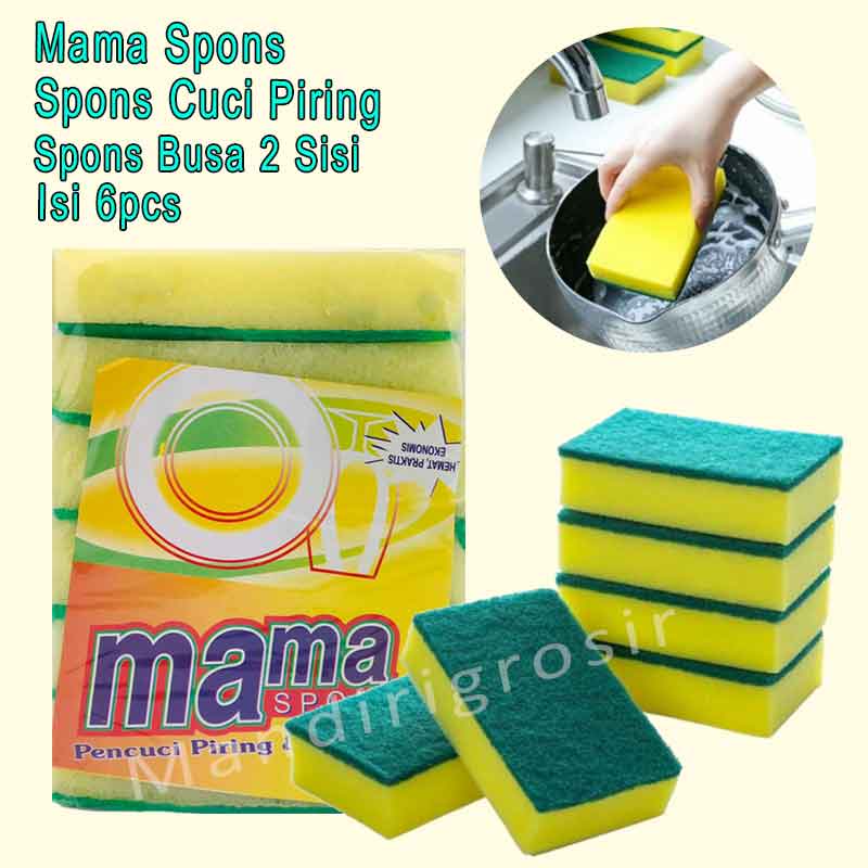 Spons Cuci Piring *Mama Spons * Spons Busa 2 Sisi * Isi 6pcs