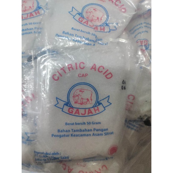 

CITRIC ACID CAP GAJAH 50 GR 50GR CITRUN Asam sitrat Sitrun