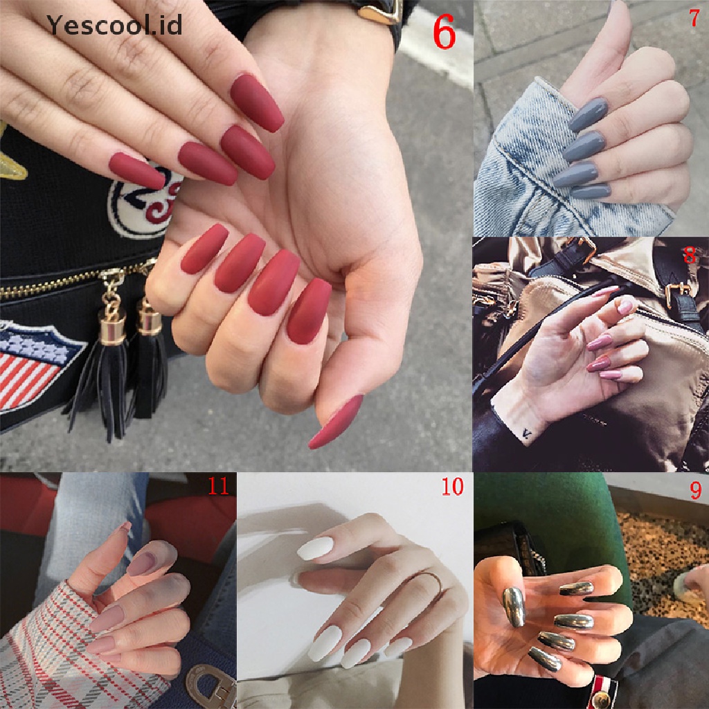 24pcs / set Kuku Kaki Palsu Dengan Lem Untuk Manicure