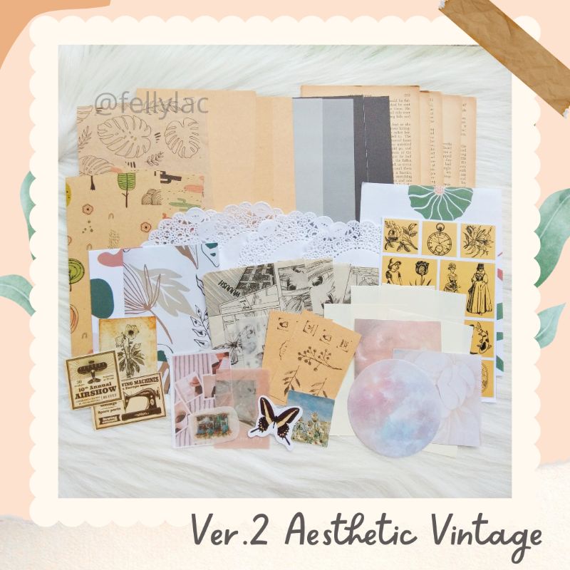 

Ver.2 Aesthetic Vintage Journaling Kit for Journaling, Scrapbook, Decoration, Journal kit